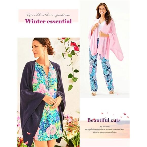 Versatile Women's Poncho Shawl Wrap Soft Lightweight Knitted Cape Scarf - Picture 6 of 7